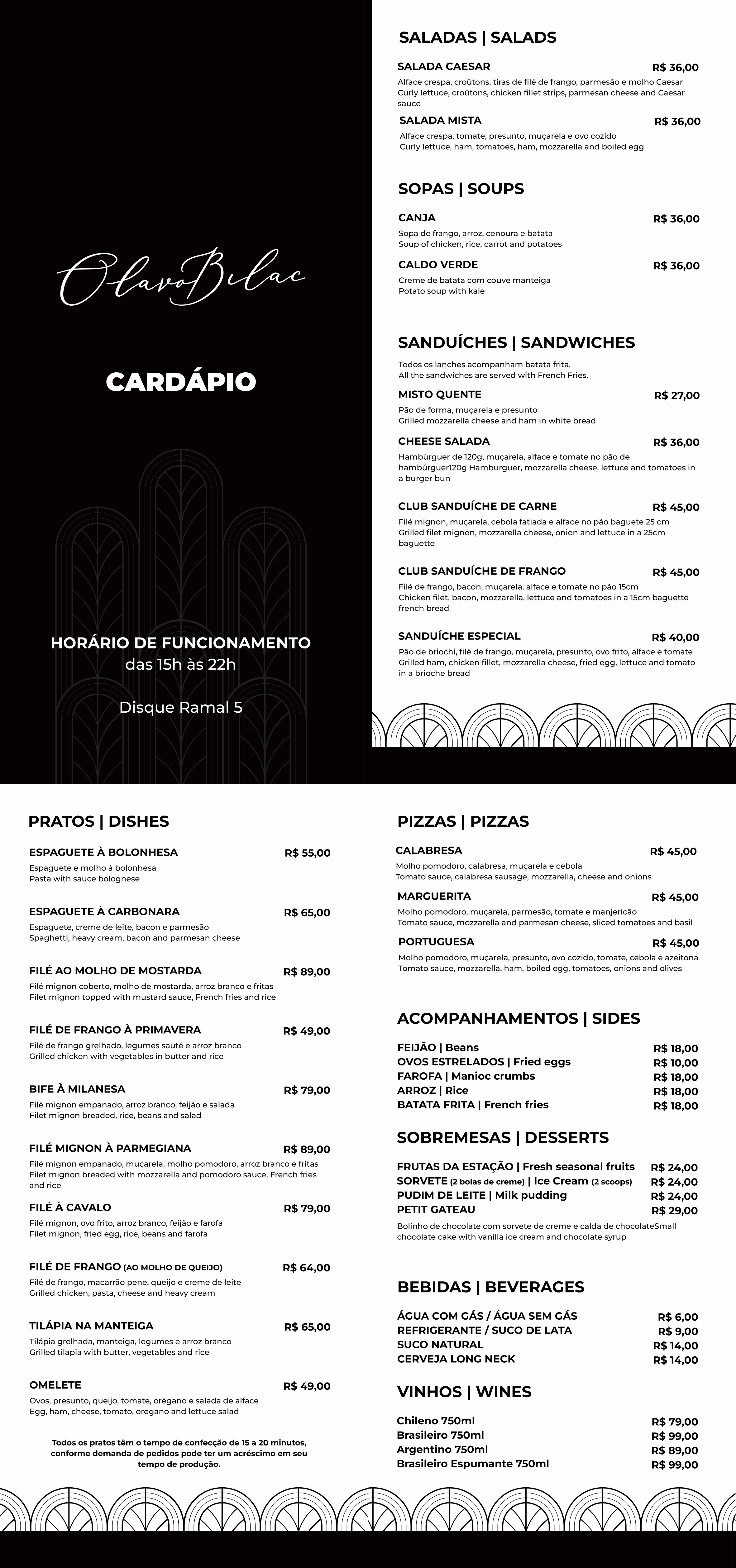 Cardápio Olavo Bilac